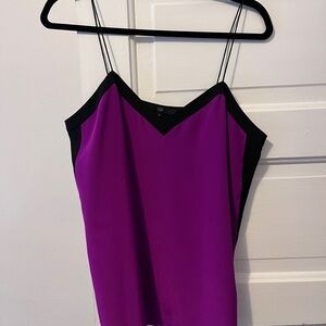 Tibi silk Purple and Black V-Neck Spaghetti Strap Cami